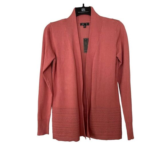 Lety & Me Open Front Long Sleeve Open Front Knit Cardigan Sweater Mauve Size XS​ - Picture 1 of 12